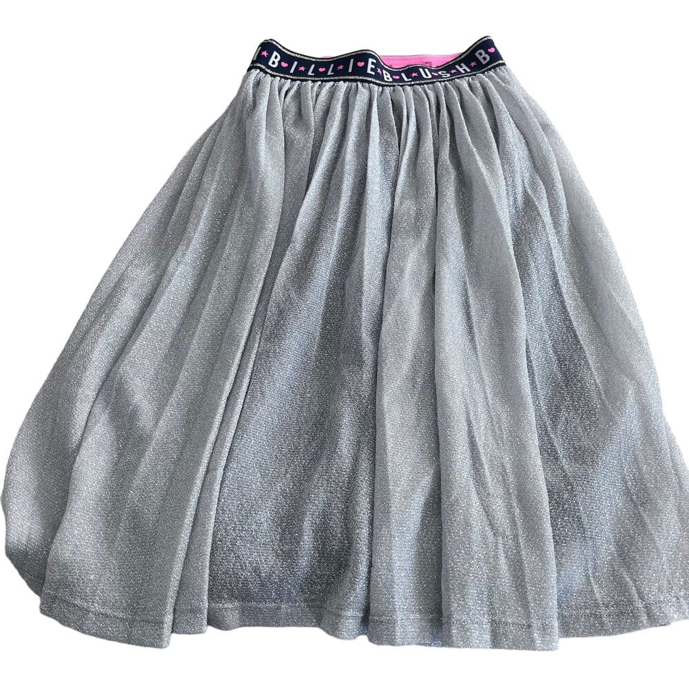 Billieblush Girls Silver Metallic Lame Pleated Designer Skirt size 10